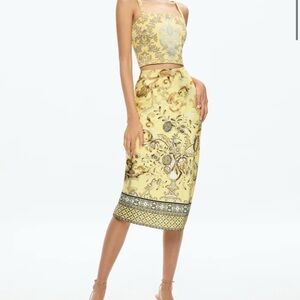 Alice + Olivia Maeve Yellow Gold Slip Skirt NWT